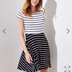 Loft Mixed Stripe Flare Dress